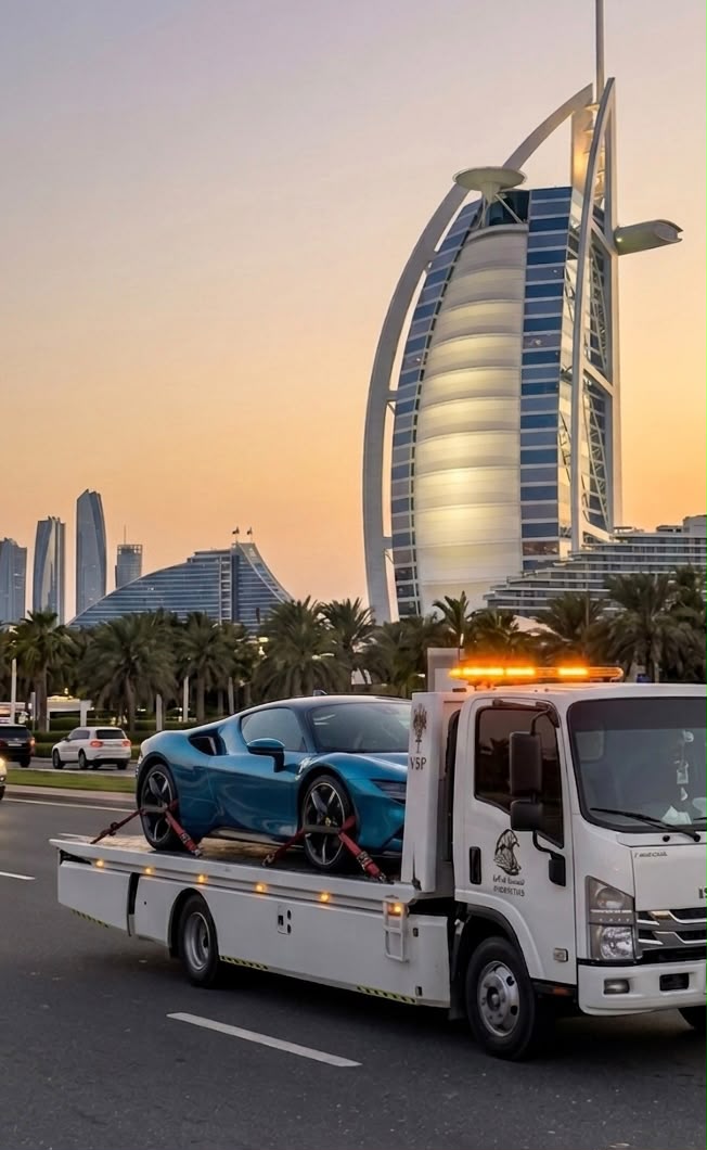 Sports car recovery near Burj Al Arab