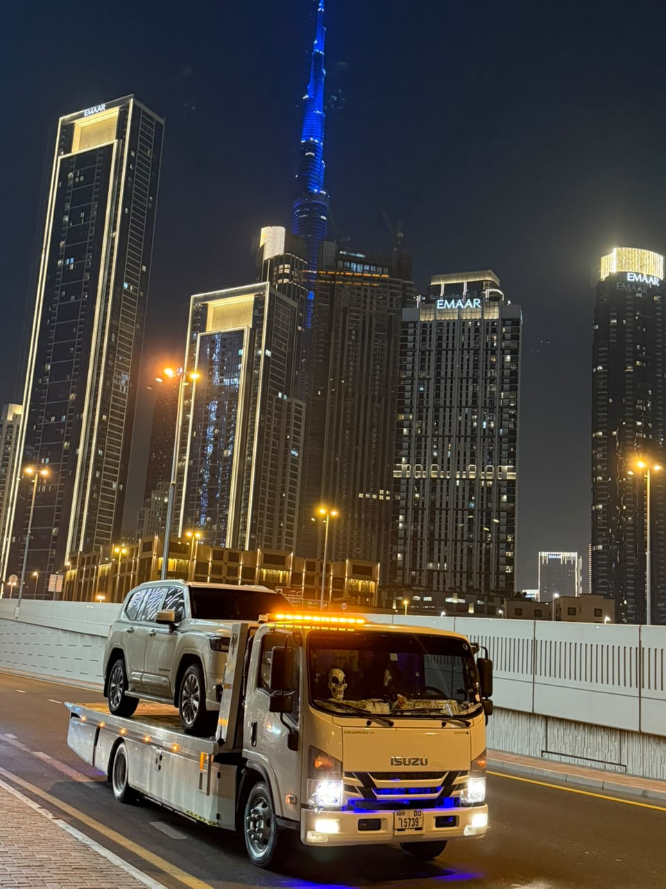 Night-time luxury SUV transport